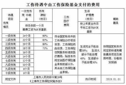 上海工伤保险基金支付项目一览